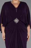 Long Dark Purple Chiffon Plus Size Evening Dress ABU6490