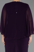 Long Dark Purple Chiffon Plus Size Evening Dress ABU6490