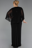 Long Black Chiffon Plus Size Evening Dress ABU6490