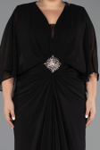Long Black Chiffon Plus Size Evening Dress ABU6490