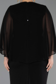 Long Black Chiffon Plus Size Evening Dress ABU6490