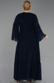 Long Navy Blue Chiffon Plus Size Evening Dress ABU6491