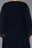 Long Navy Blue Chiffon Plus Size Evening Dress ABU6491