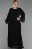 Long Black Chiffon Plus Size Evening Dress ABU6491