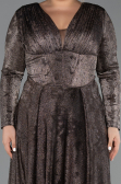 Long Black-Gold Plus Size Evening Dress ABU6492