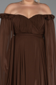 Long Brown Chiffon Plus Size Evening Dress ABU3464