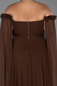 Long Brown Chiffon Plus Size Evening Dress ABU3464