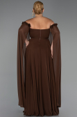 Long Brown Chiffon Plus Size Evening Dress ABU3464