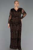 Long Brown Scaly Plus Size Evening Gown ABU6493