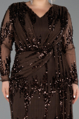 Long Brown Scaly Plus Size Evening Gown ABU6493