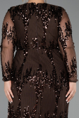 Long Brown Scaly Plus Size Evening Gown ABU6493