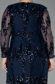 Long Navy Blue Scaly Plus Size Evening Gown ABU6493