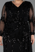 Long Black Scaly Plus Size Evening Gown ABU6493