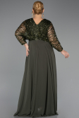Long Olive Drab Chiffon Formal Plus Size Dress ABU6495