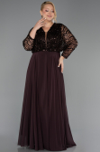 Long Brown Chiffon Formal Plus Size Dress ABU6495