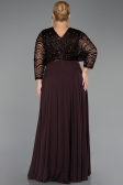 Long Brown Chiffon Formal Plus Size Dress ABU6495