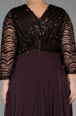 Long Brown Chiffon Formal Plus Size Dress ABU6495