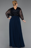 Long Navy Blue Chiffon Formal Plus Size Dress ABU6495