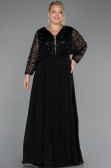 Long Black Chiffon Formal Plus Size Dress ABU6495