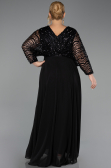 Long Black Chiffon Formal Plus Size Dress ABU6495