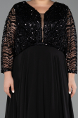 Long Black Chiffon Formal Plus Size Dress ABU6495