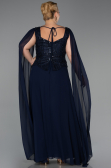 Long Navy Blue Chiffon Formal Plus Size Dress ABU6422