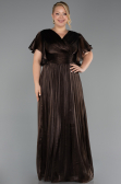 Long Brown Chiffon Formal Plus Size Dress ABU6423
