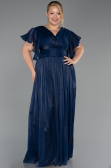 Long Navy Blue Chiffon Formal Plus Size Dress ABU6423