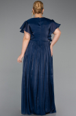 Long Navy Blue Chiffon Formal Plus Size Dress ABU6423