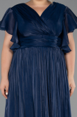 Long Navy Blue Chiffon Formal Plus Size Dress ABU6423