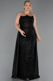 Long Black Dantelle Plus Size Evening Gown ABU6395