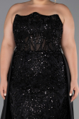 Long Black Dantelle Plus Size Evening Gown ABU6395
