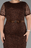 Midi Brown Dantelle Plus Size Cocktail Dress ABK2673