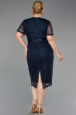 Midi Navy Blue Dantelle Plus Size Cocktail Dress ABK2673