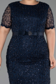 Midi Navy Blue Dantelle Plus Size Cocktail Dress ABK2673