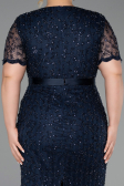 Midi Navy Blue Dantelle Plus Size Cocktail Dress ABK2673
