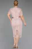 Midi Powder Color Dantelle Plus Size Cocktail Dress ABK2673