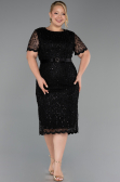 Midi Black Dantelle Plus Size Cocktail Dress ABK2673
