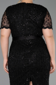 Midi Black Dantelle Plus Size Cocktail Dress ABK2673