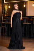 Long Black Chiffon Evening Dress ABU6436