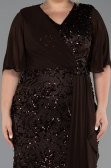 Long Brown Scaly Plus Size Evening Gown ABU6373