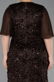 Long Brown Scaly Plus Size Evening Gown ABU6373