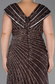 Long Brown Beaded Plus Size Engagement Dress ABU5444