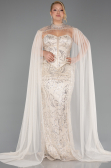 Long Beige Beaded Formal Plus Size Dress ABU6379