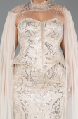 Long Beige Beaded Formal Plus Size Dress ABU6379