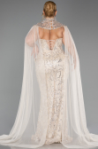 Long Beige Beaded Formal Plus Size Dress ABU6379