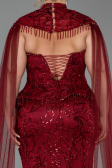 Long Burgundy Beaded Formal Plus Size Dress ABU6379