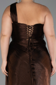 Long Brown Chiffon Plus Size Evening Gown ABU6513