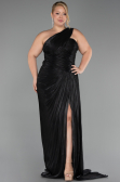 Long Black Chiffon Plus Size Evening Gown ABU6513