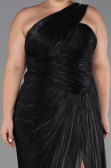 Long Black Chiffon Plus Size Evening Gown ABU6513